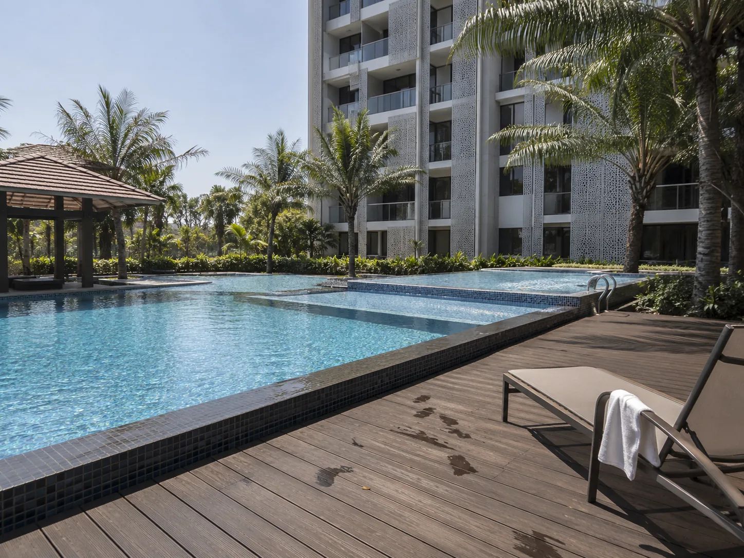 The deck along the pool.