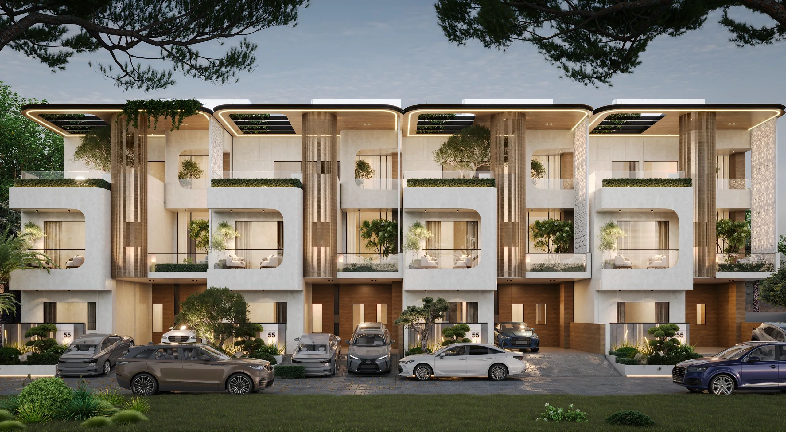 Front elevation of the row villas.